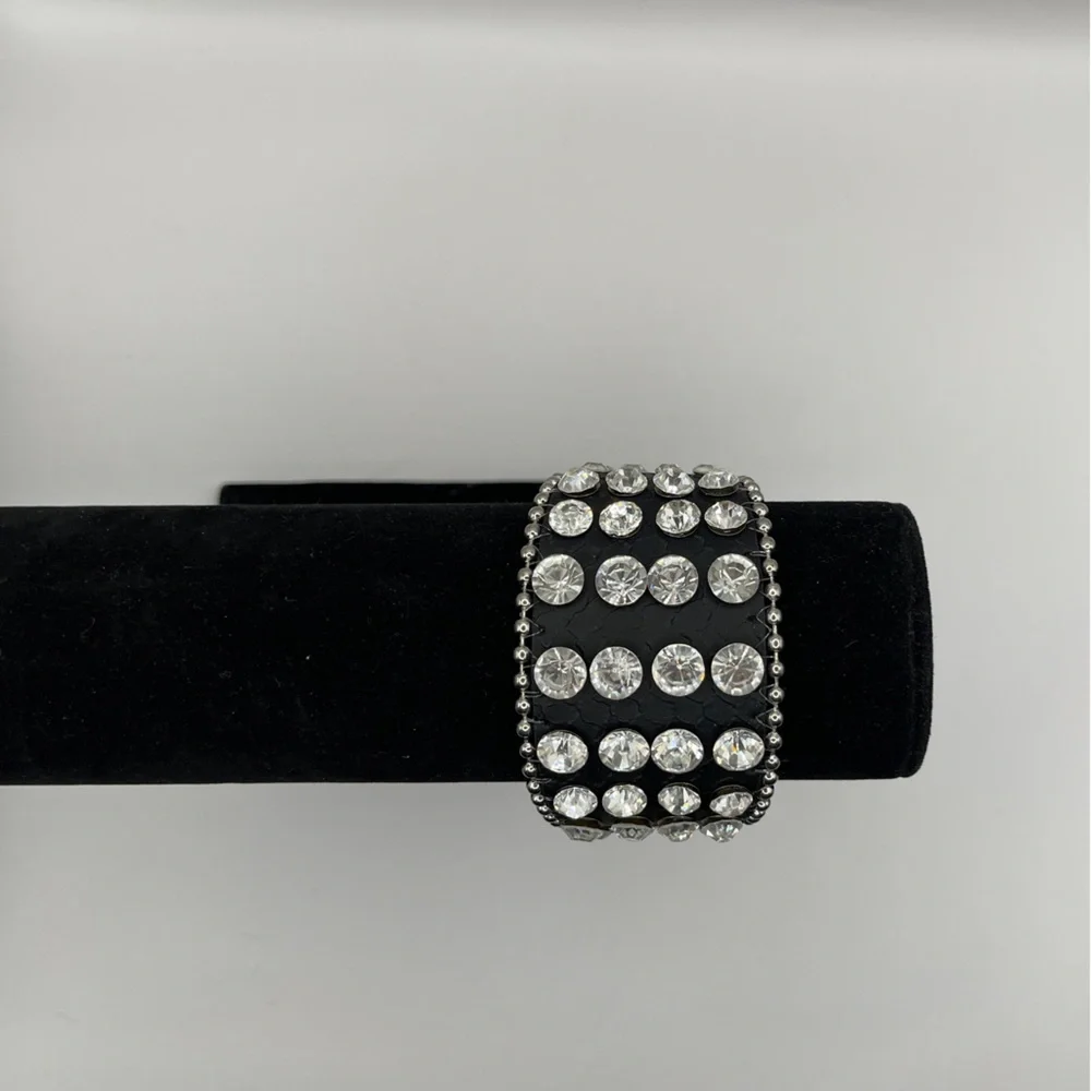 Rhinestone Encrusted Cuff Bracelet - Picture 3 of 10